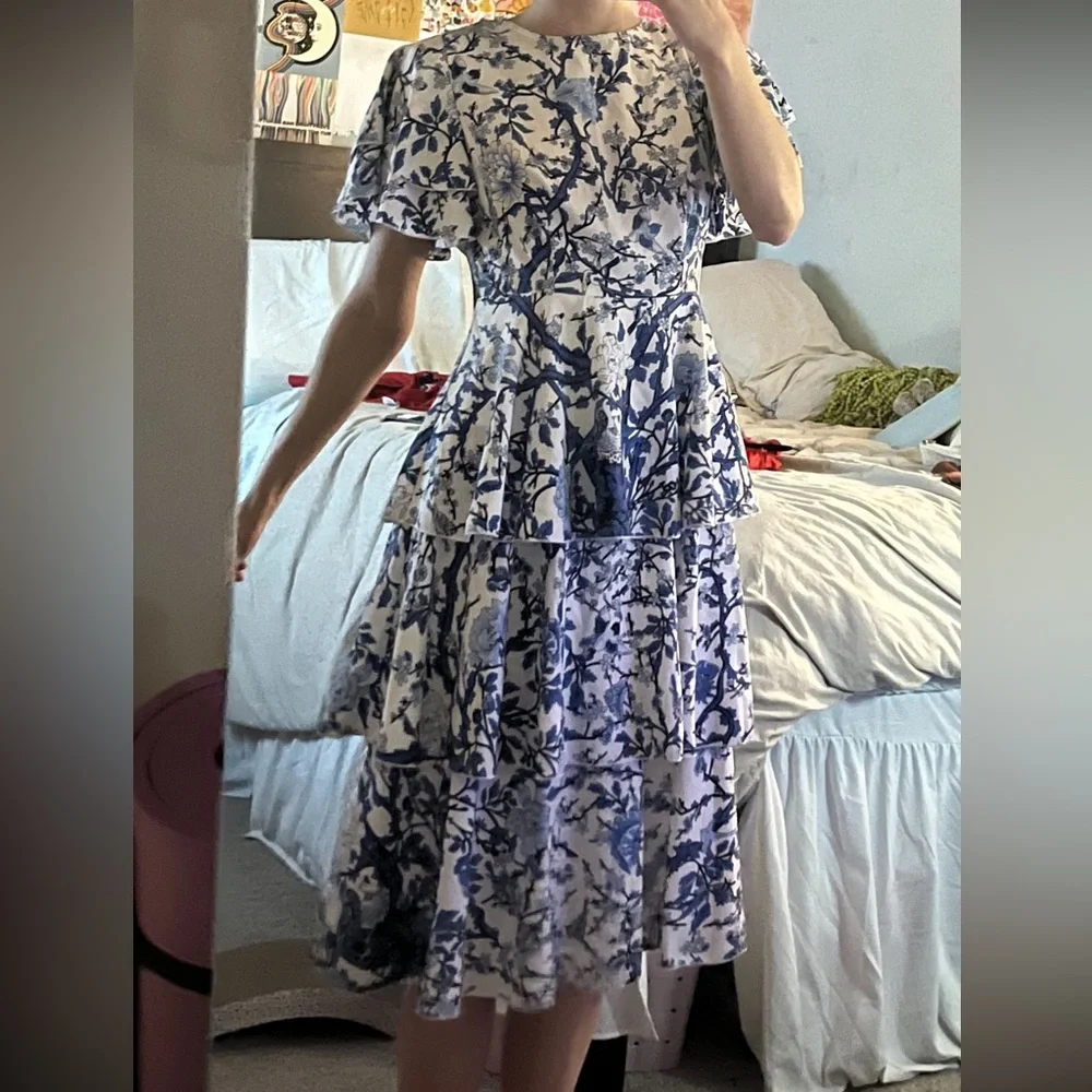 Blue and White Floral Maxi Dress - Picture 2 of 2